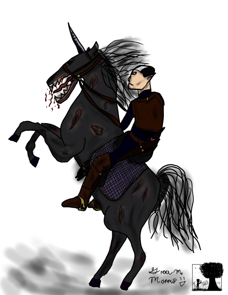 Old drawing of Colonel Jack Shepherd riding Star.